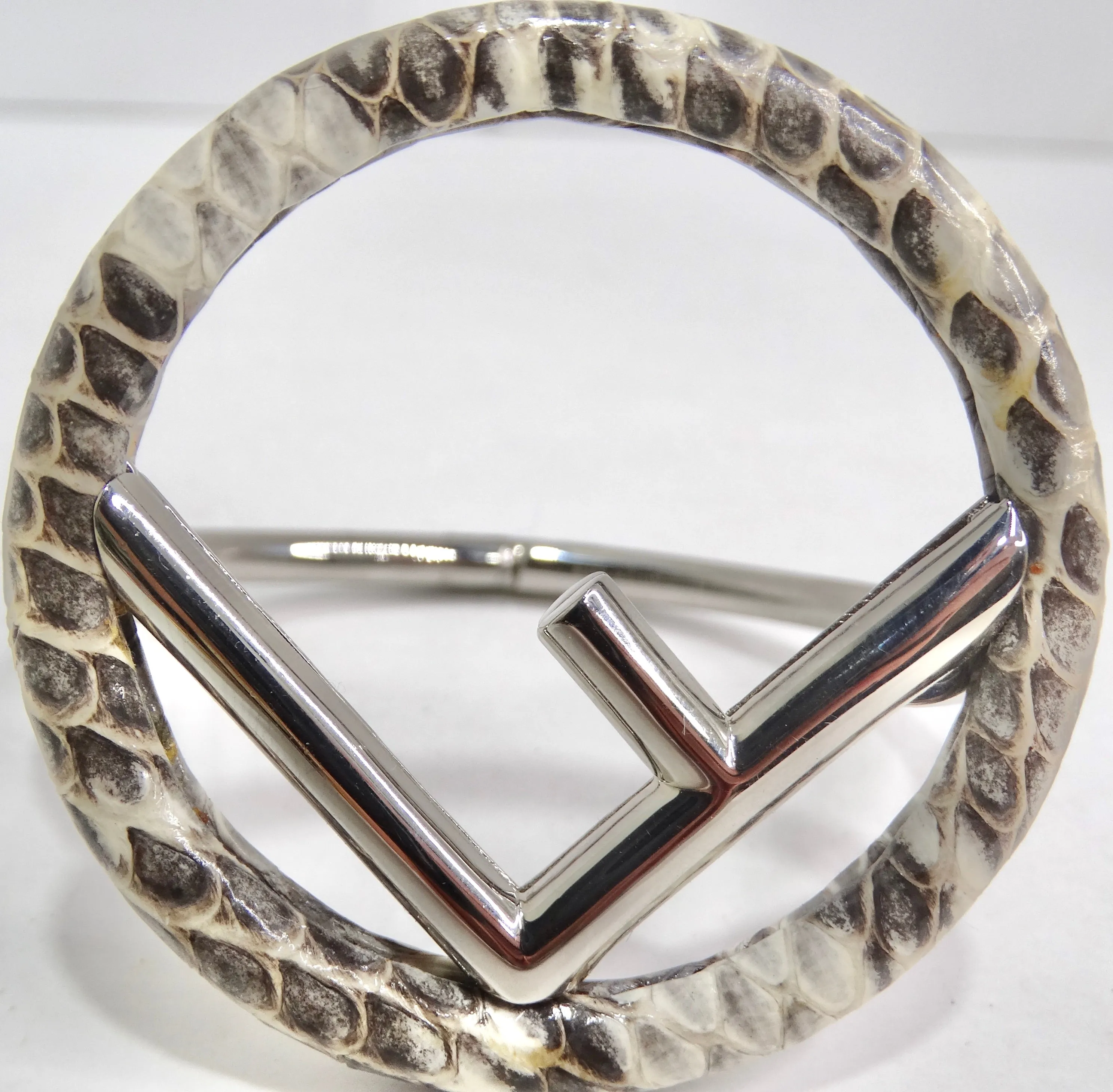 Fendi Snakeskin Silver Tone Bracelet