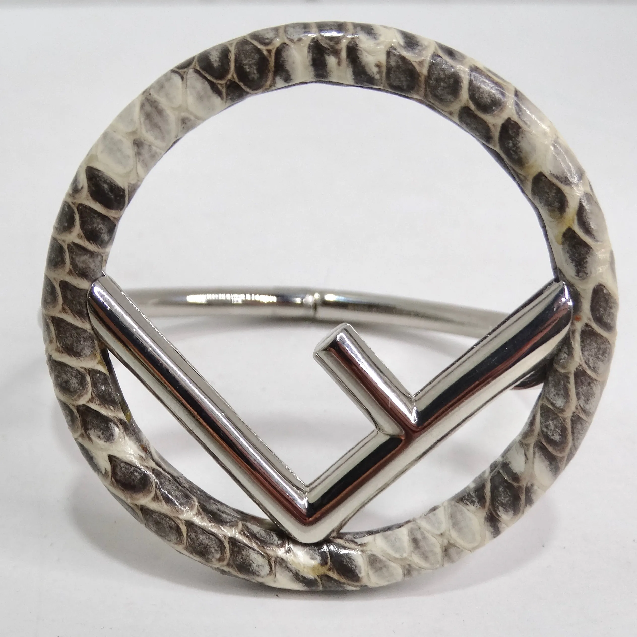 Fendi Snakeskin Silver Tone Bracelet