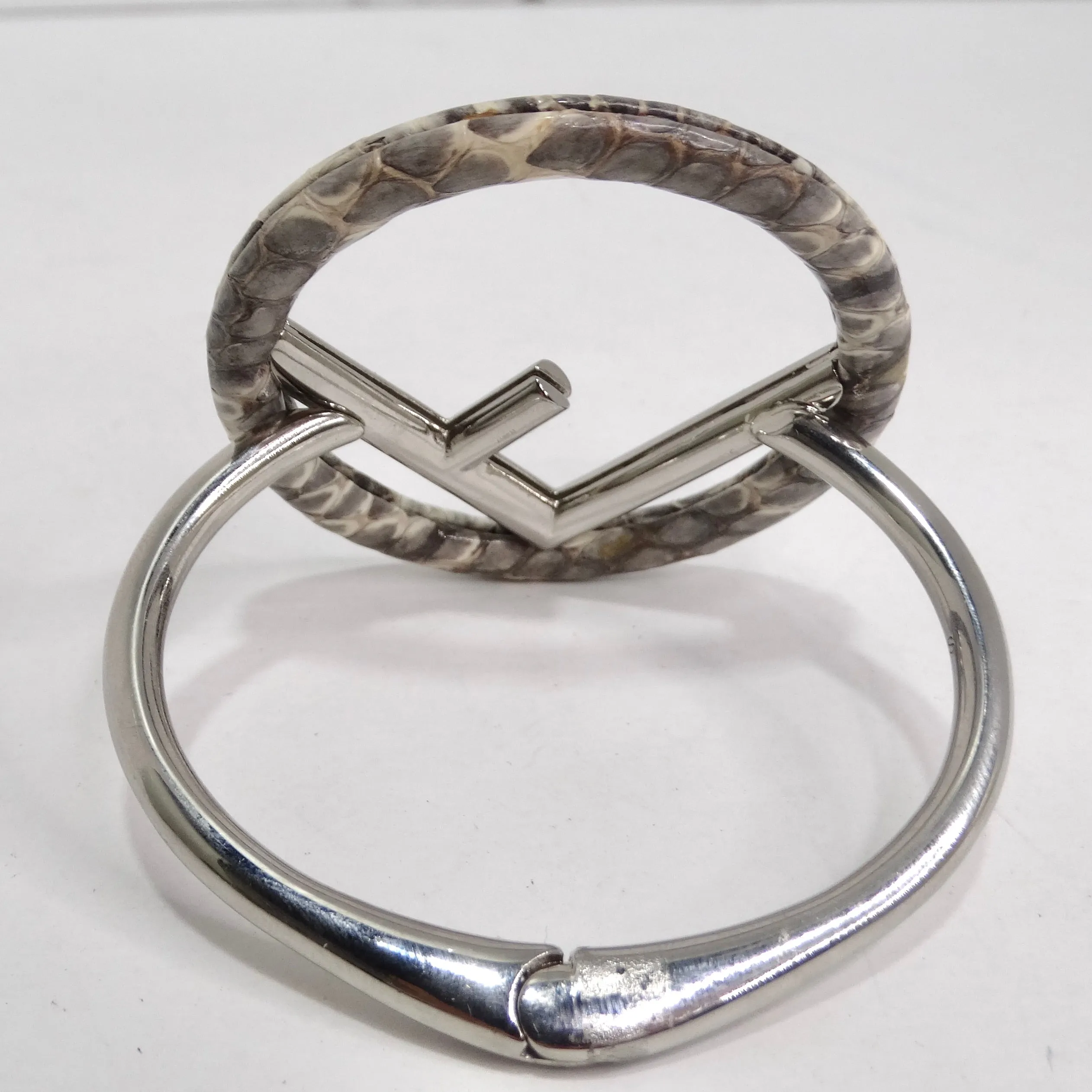 Fendi Snakeskin Silver Tone Bracelet