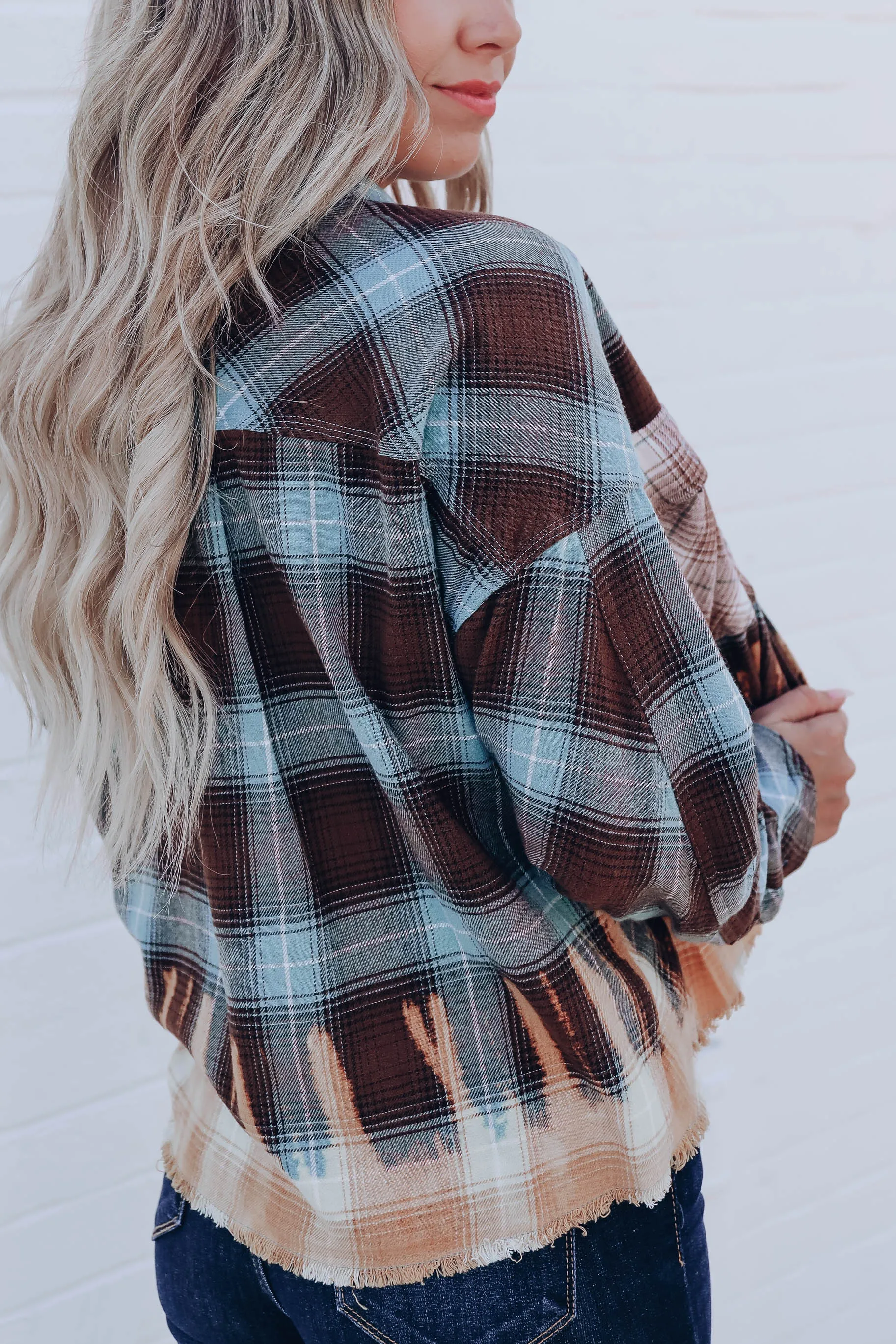 Fiery Nights Cropped Flannel - Multi Brown