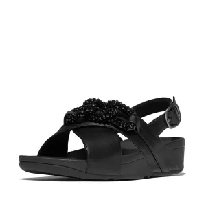 FitFlop Lulu Beaded Chain Leather Backstrap Sandals - Black
