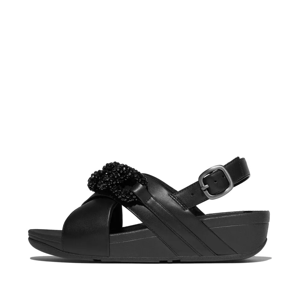 FitFlop Lulu Beaded Chain Leather Backstrap Sandals - Black