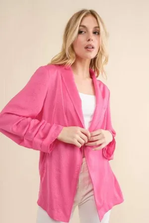 Fuchsia Silky Woven Blazer