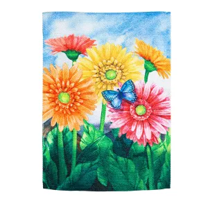 Gerbera Daisies Garden Textured Suede Flag,14es9645