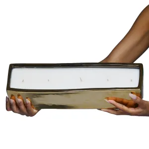 Gold Ceramic Rectangle Scented Soy Candle- 64oz **Made to order**