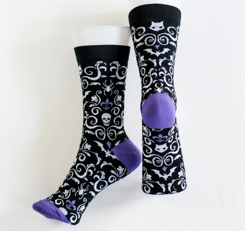 Gothic Damask Socks -Purple (One Size)