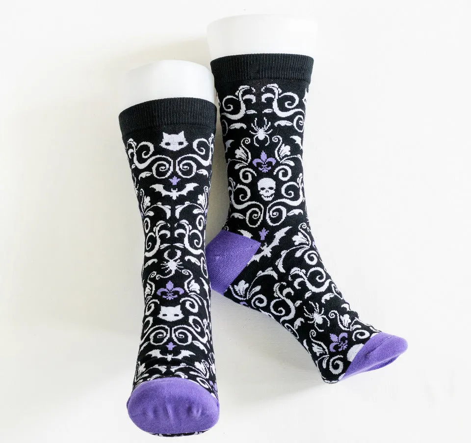 Gothic Damask Socks -Purple (One Size)