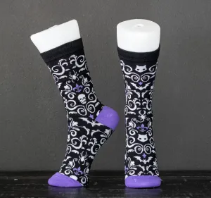 Gothic Damask Socks -Purple (One Size)