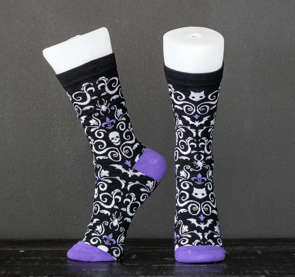 Gothic Damask Socks -Purple (One Size)