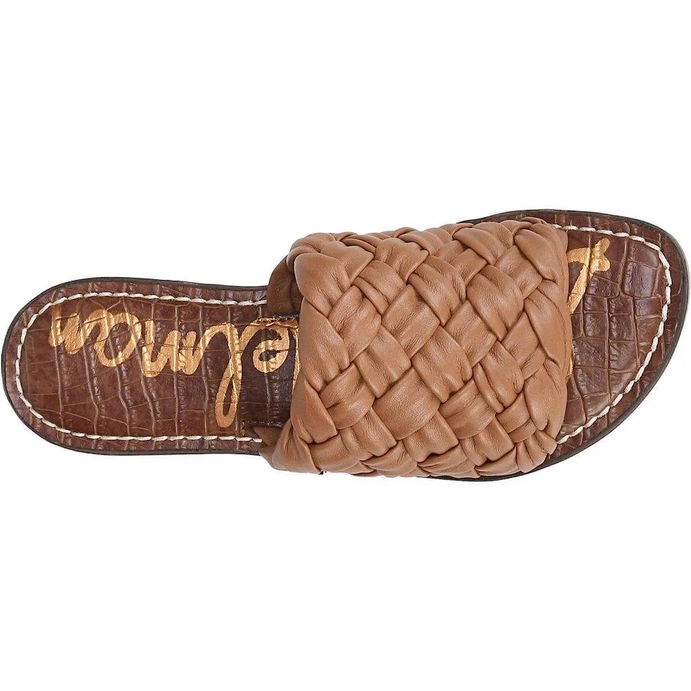 Griffin Cuoio Woven Leather Flat Slides