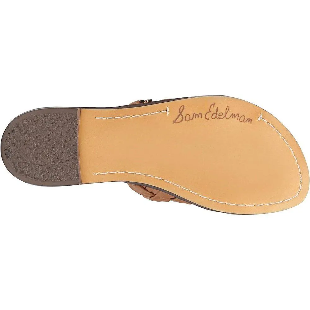 Griffin Cuoio Woven Leather Flat Slides