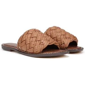 Griffin Cuoio Woven Leather Flat Slides