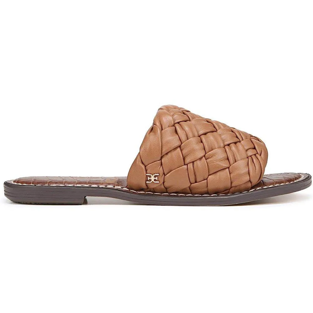 Griffin Cuoio Woven Leather Flat Slides