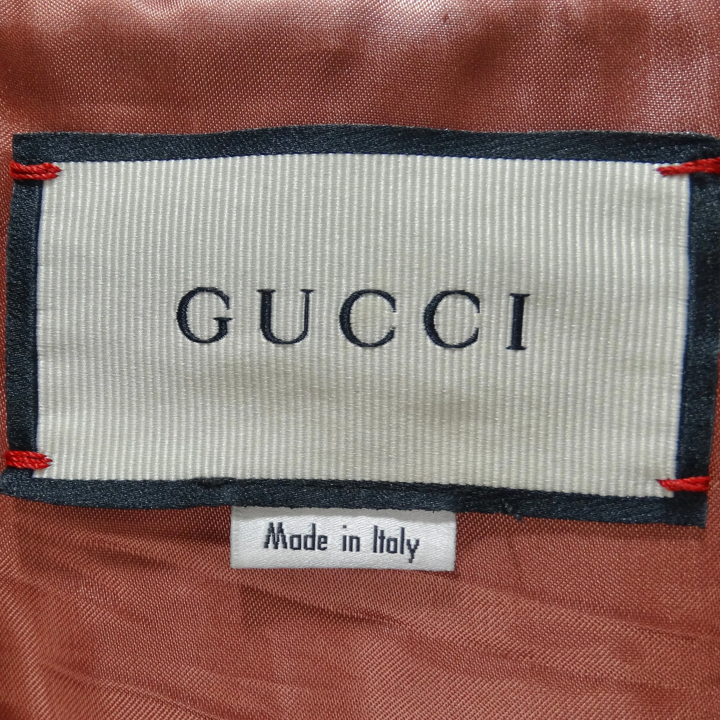 Gucci Black Leather Pearl Logo Moto Jacket