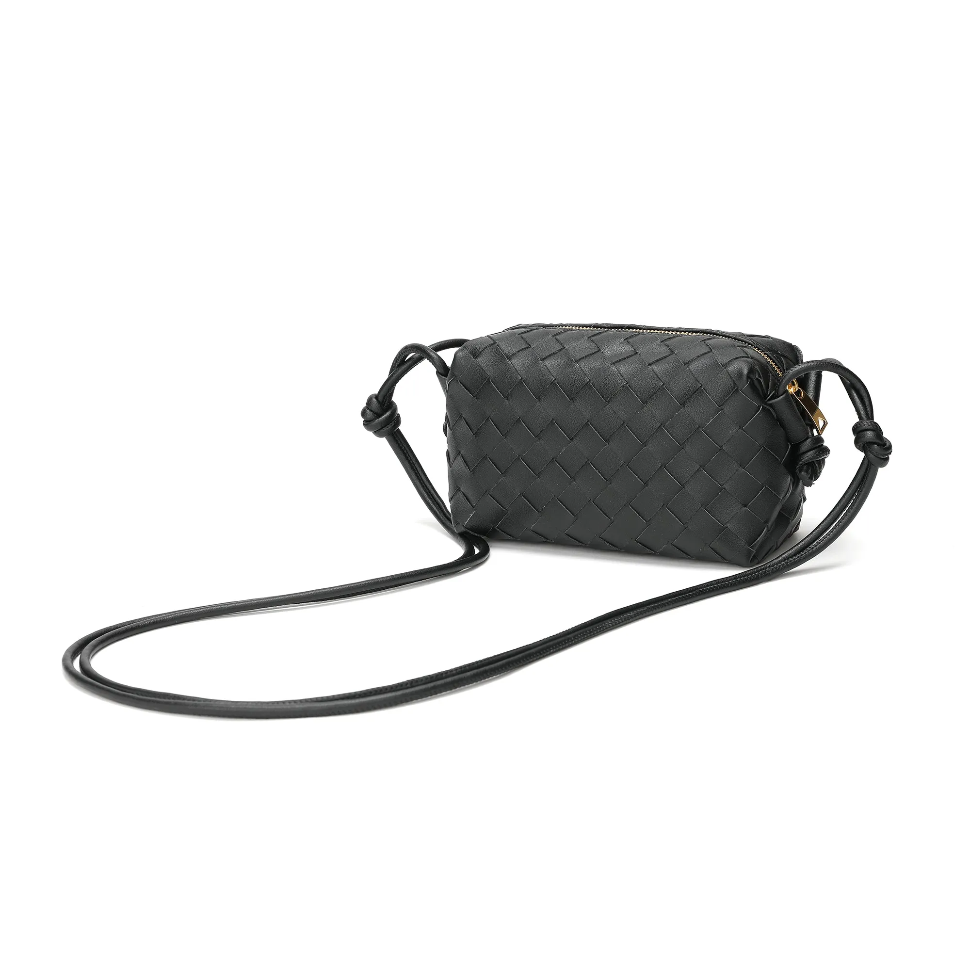 Hand-Woven Leather Small Crossbody Bag