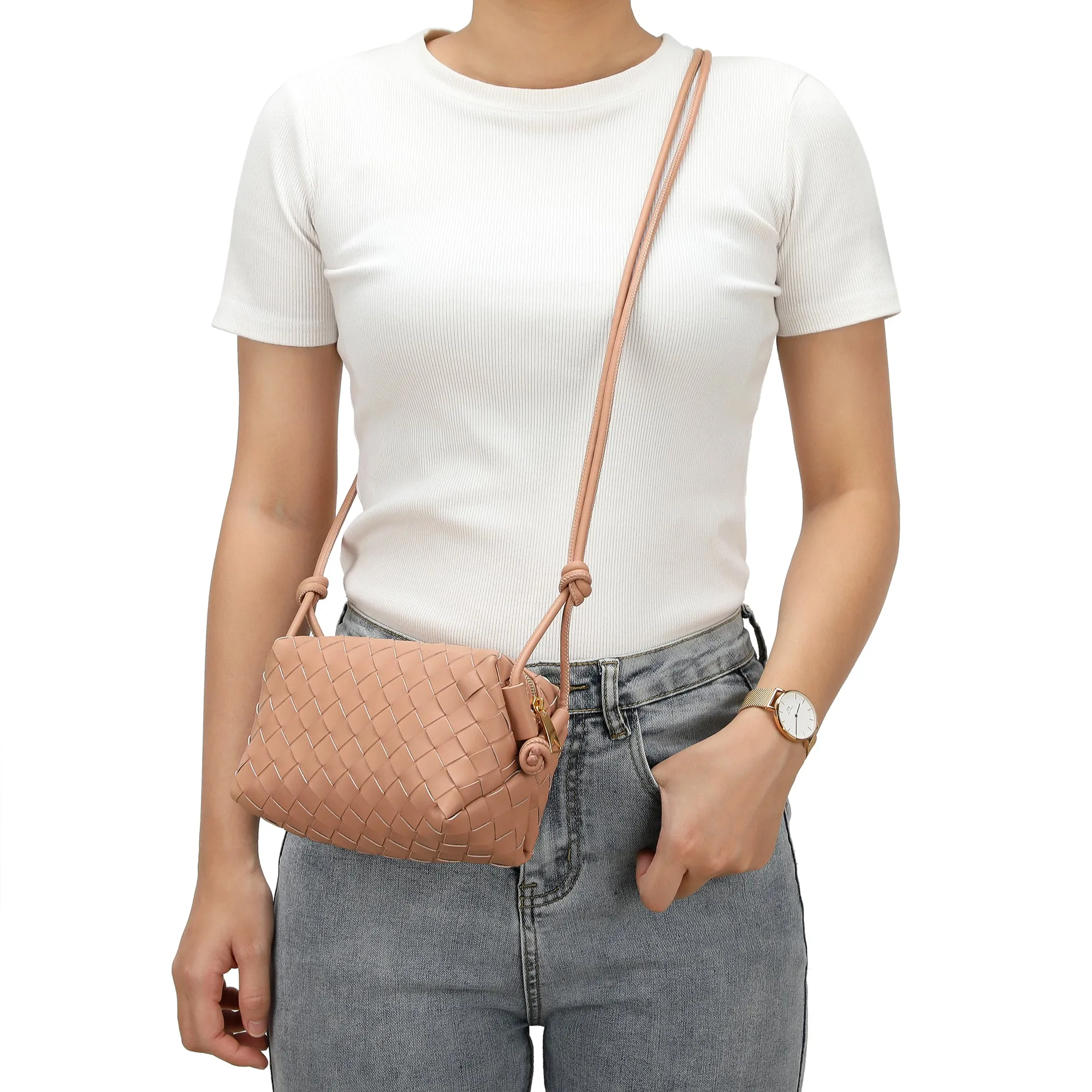 Hand-Woven Leather Small Crossbody Bag