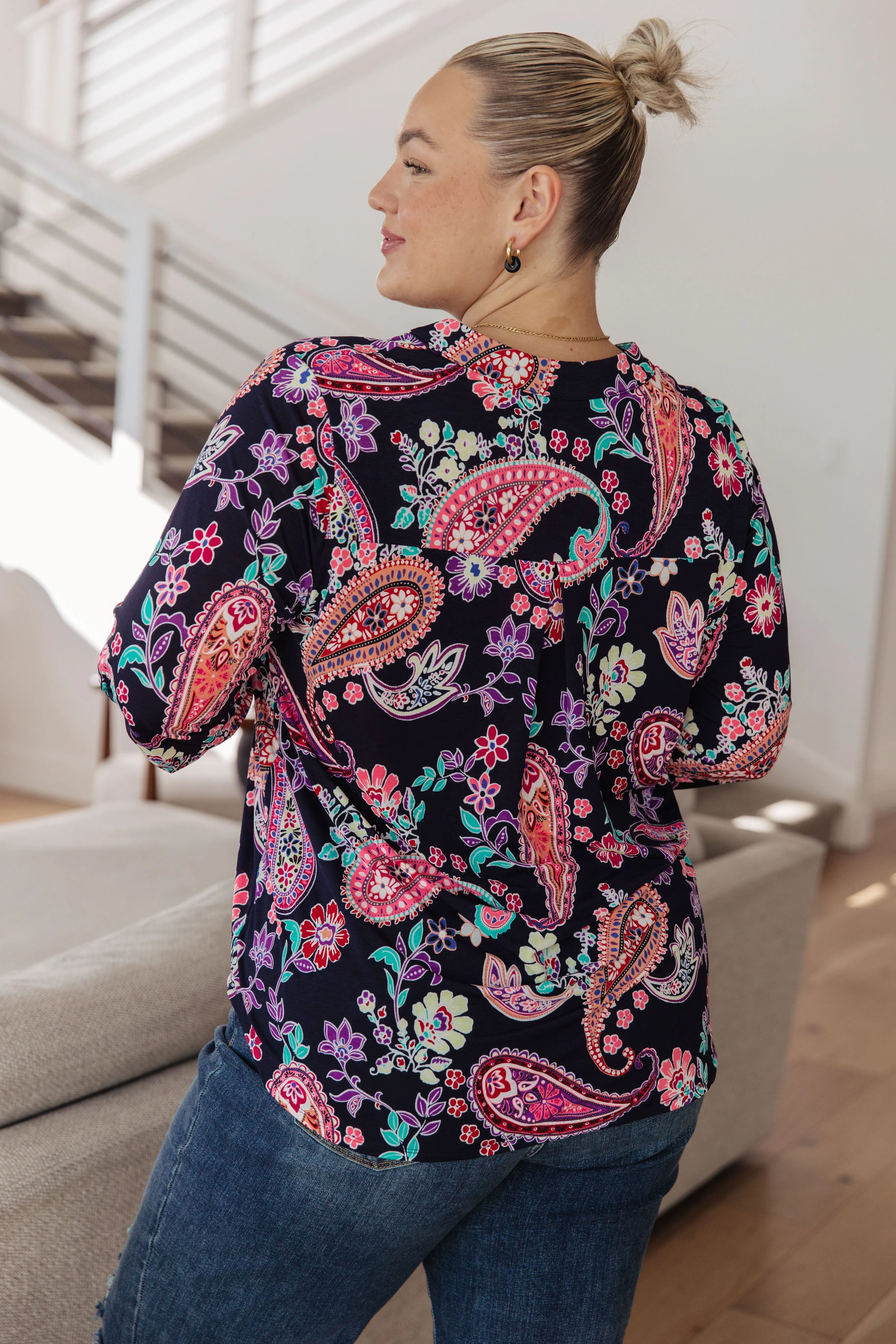 Hazel Blues® |  Little Lovely Blouse in Navy Paisley