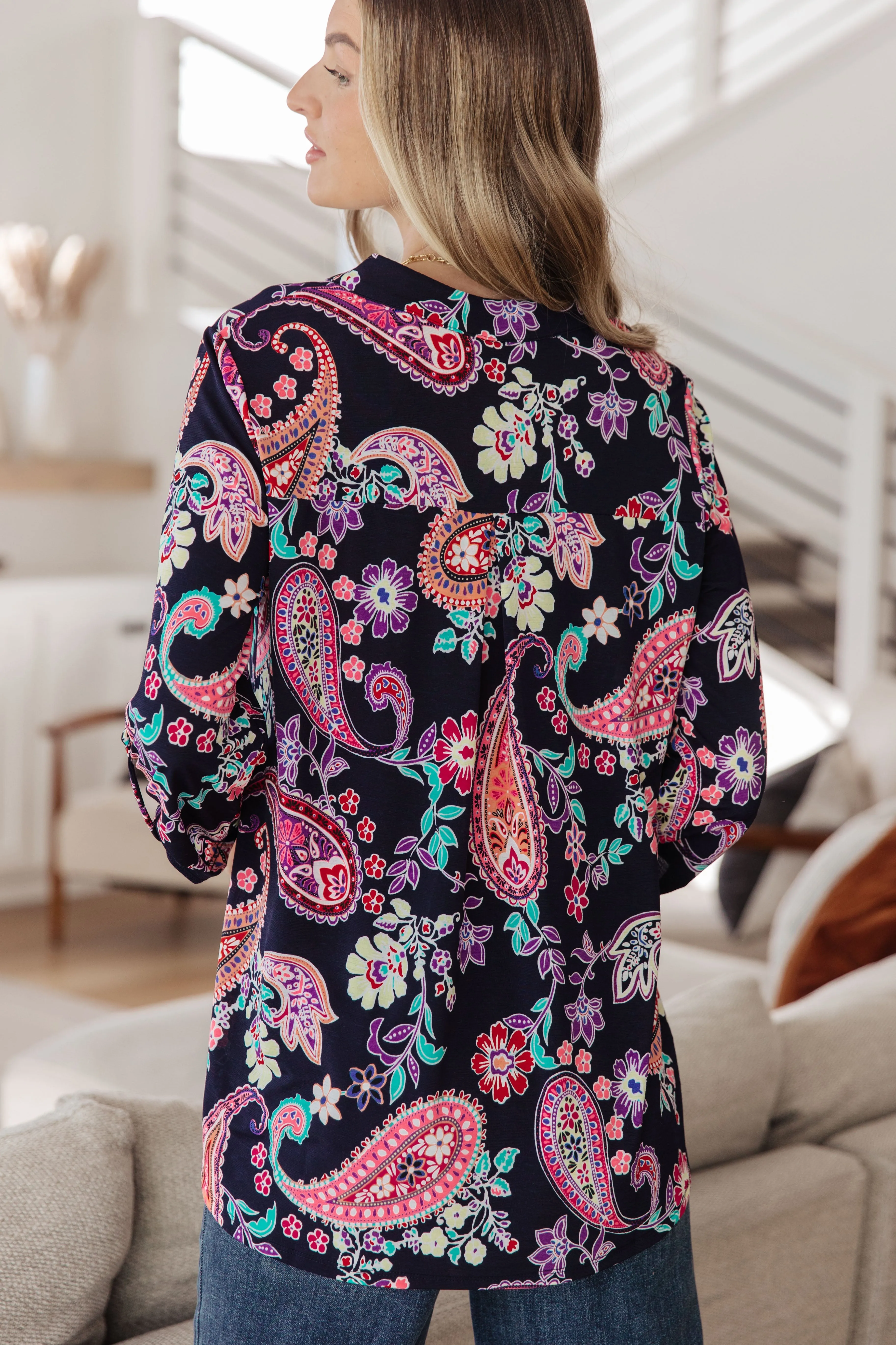 Hazel Blues® |  Little Lovely Blouse in Navy Paisley