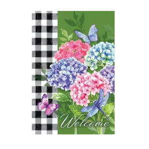 Hydrangea Checks House Suede Flag,13s9692