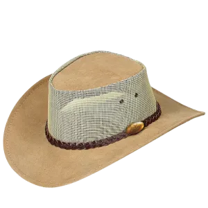 JACARU Summer Breeze Squashy Cooler Suede Leather Hat Brim Vented Mesh 1019