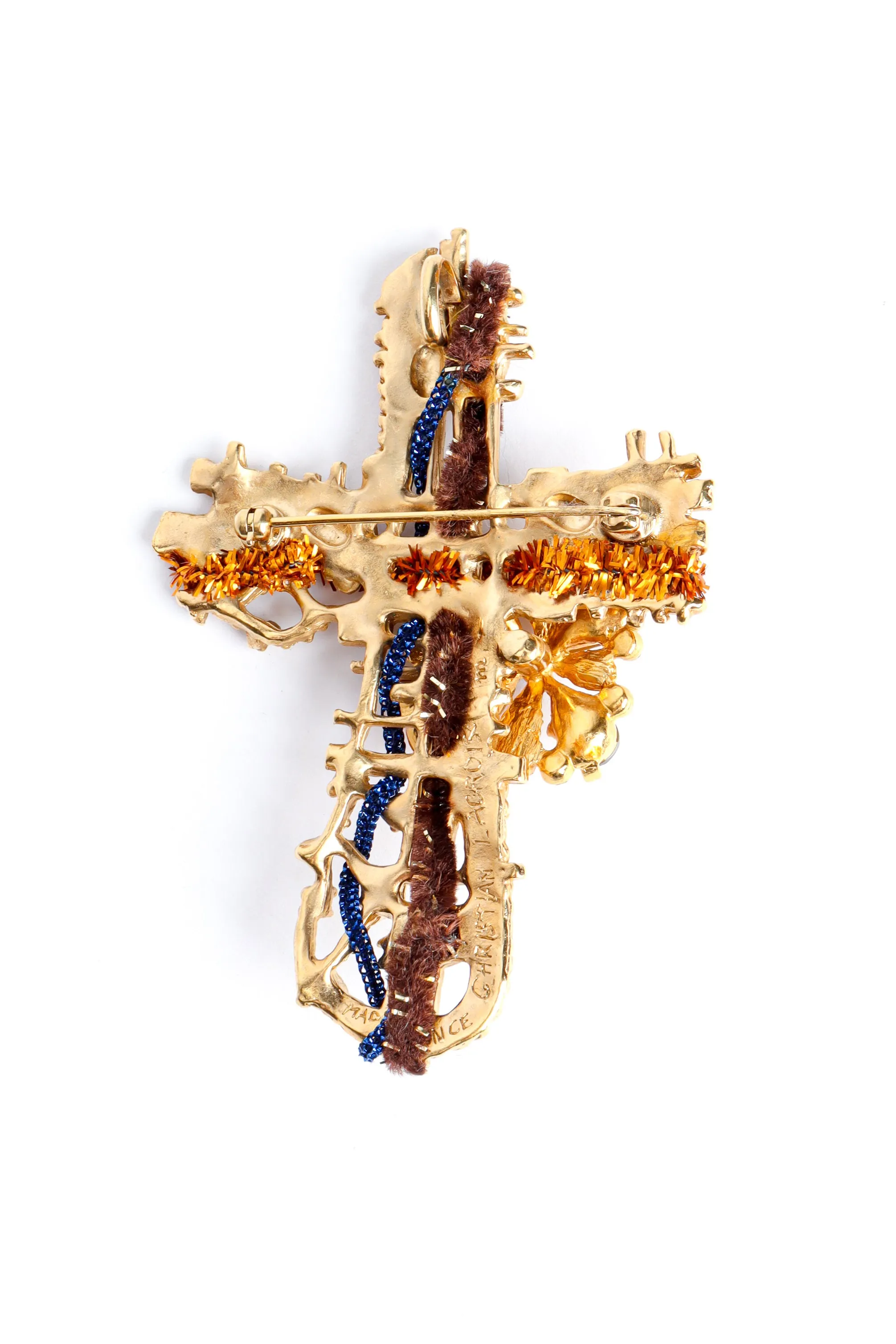 Jeweled Woven Cross Brooch