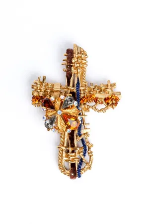 Jeweled Woven Cross Brooch