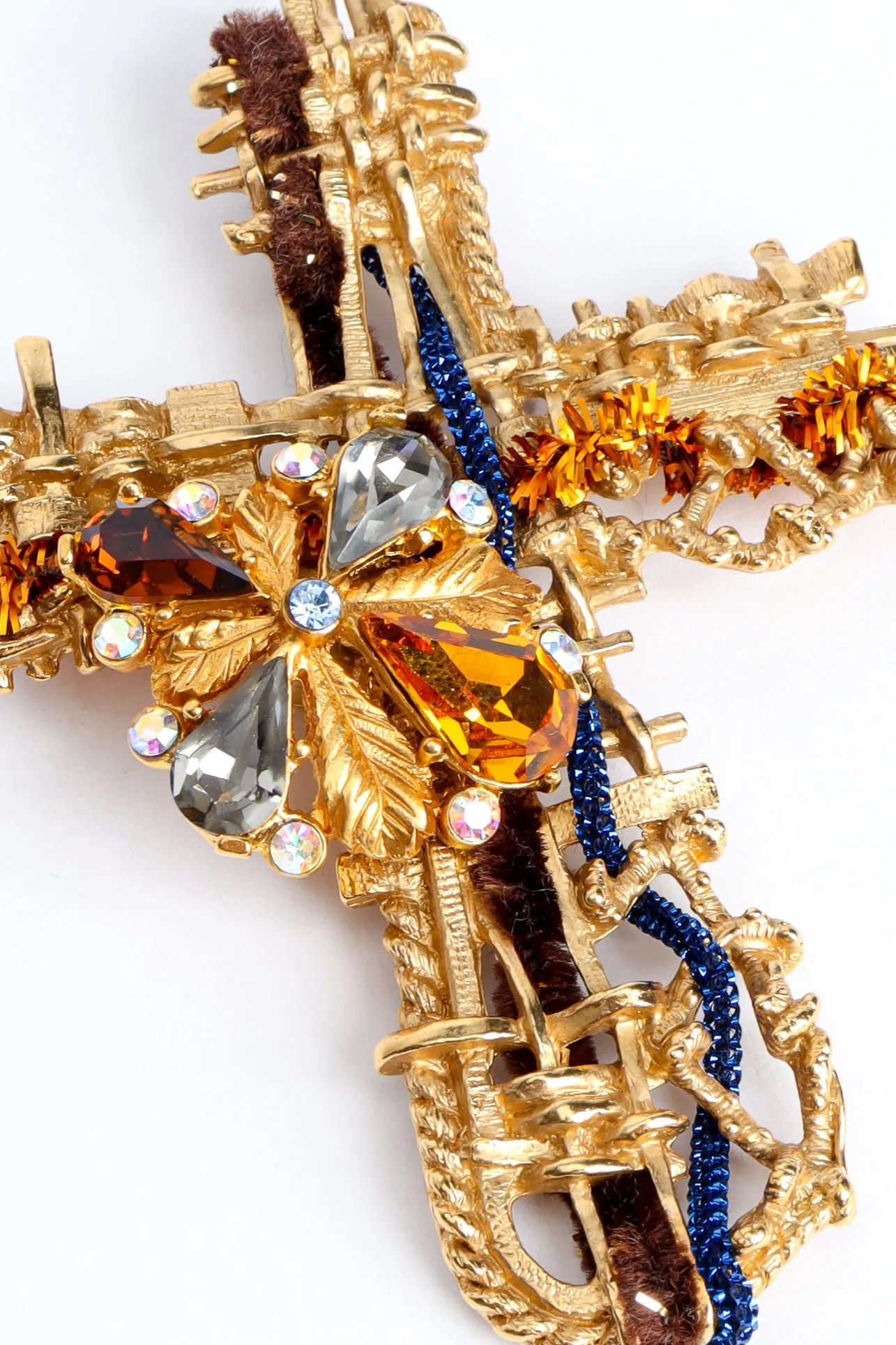 Jeweled Woven Cross Brooch