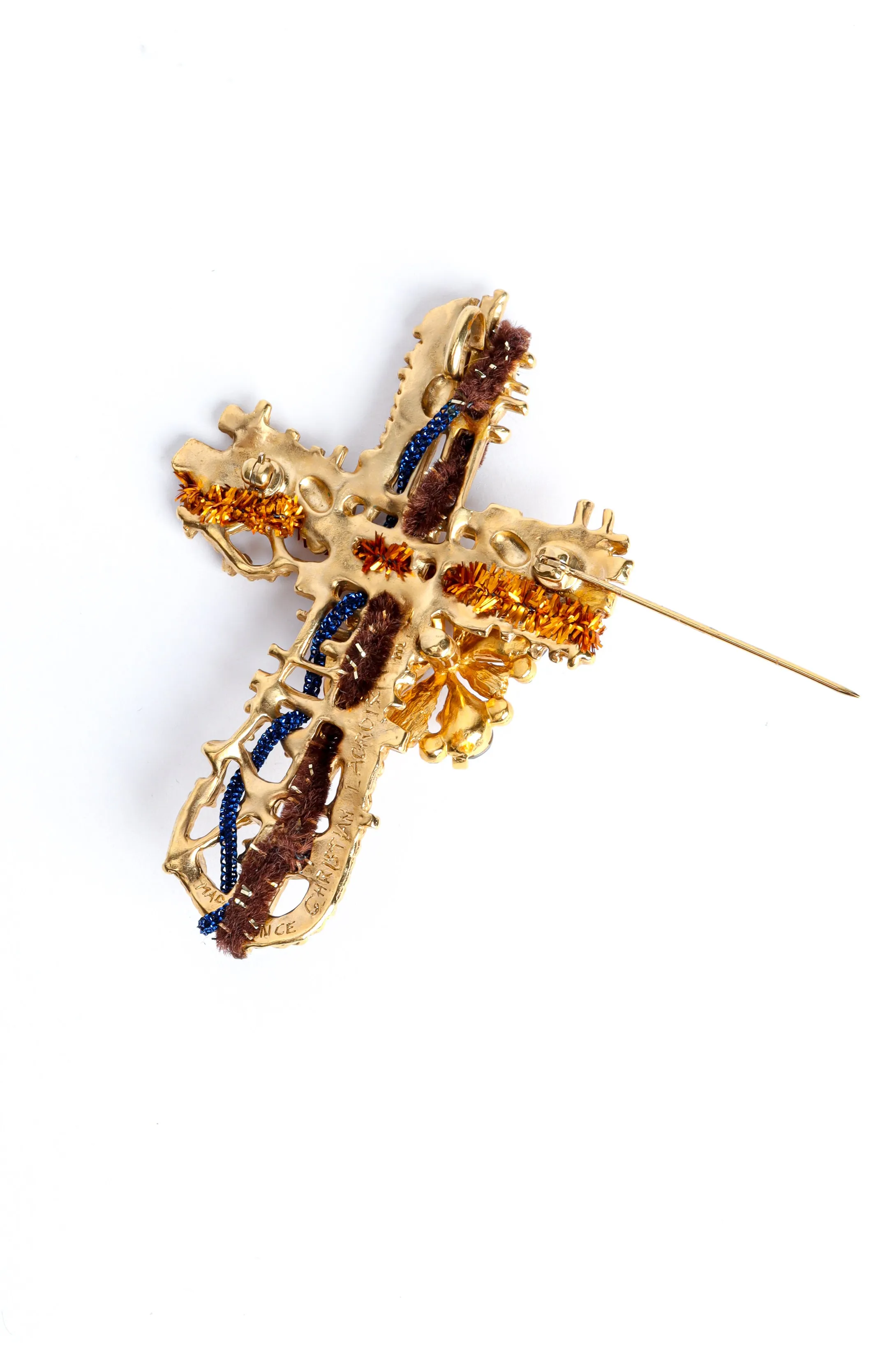 Jeweled Woven Cross Brooch