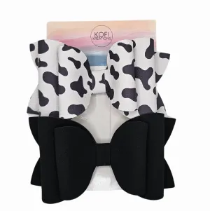Josie Cow Print & Black Suede Set