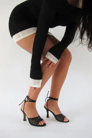 kiki black lace-up heeled sandal
