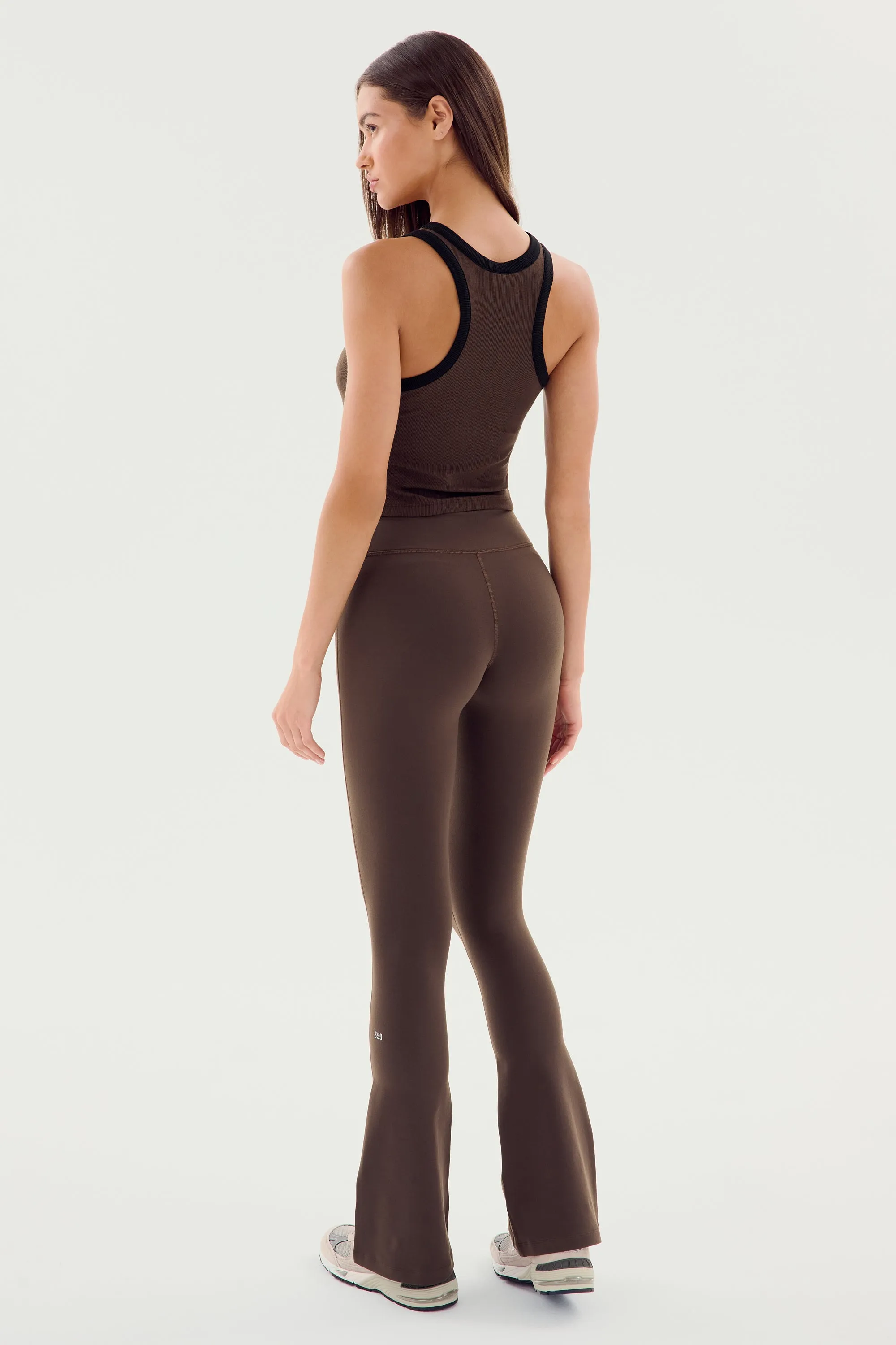 Kiki Rib Crop Tank - Dark Chocolate/Black