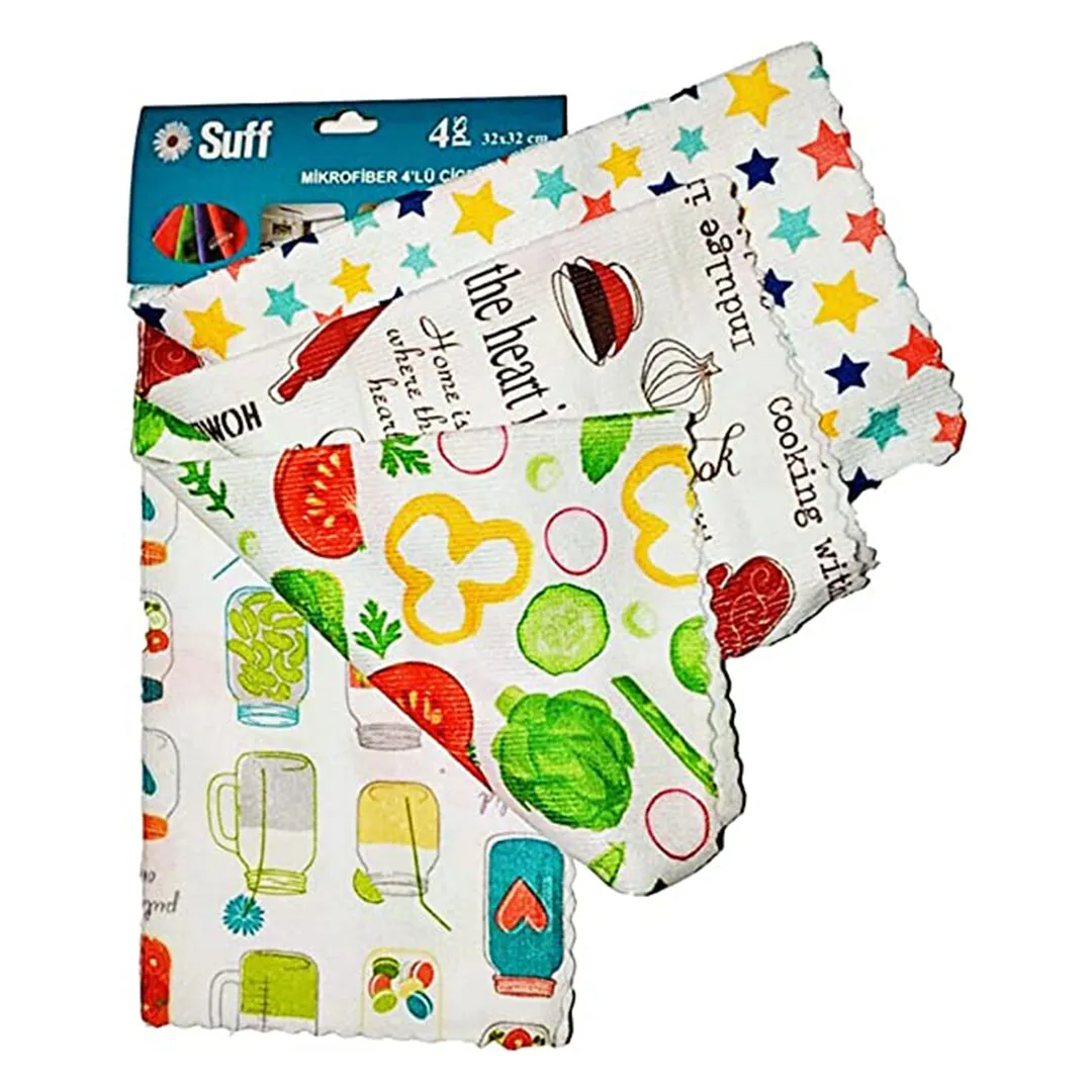 Kitchen Microfiber Cleaning Cloth Flowers 4in1 32cm