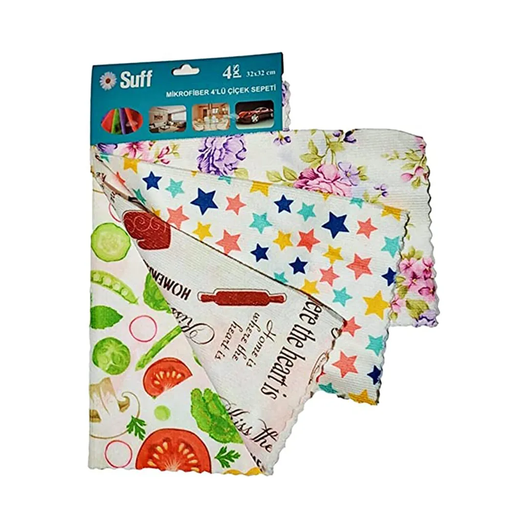 Kitchen Microfiber Cleaning Cloth Flowers 4in1 32cm