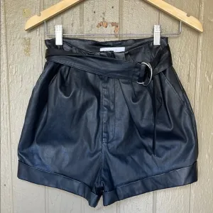 L’Academie vegan Black Leather Women's high waisted Shorts