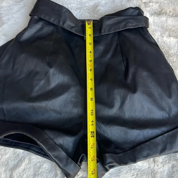 L’Academie vegan Black Leather Women's high waisted Shorts