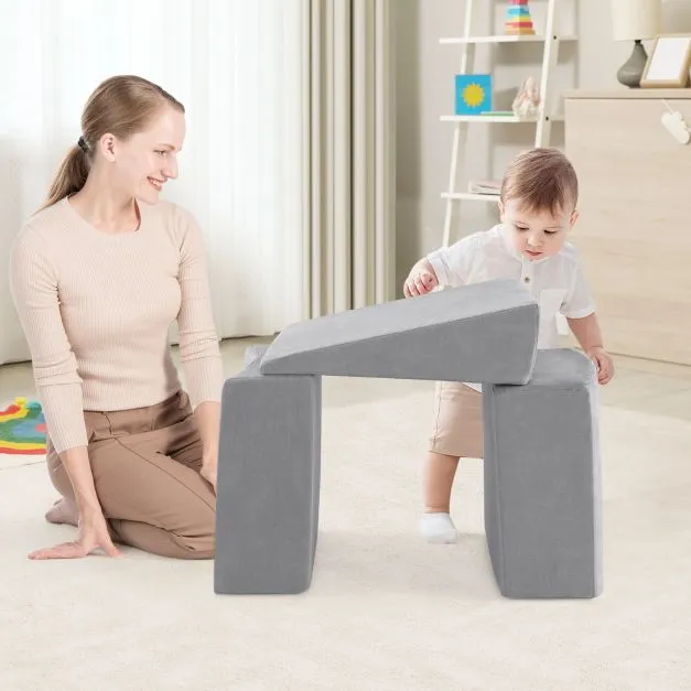 Large Soft Suede Montessori Soft Play Equipment | Ball Pool | Grey