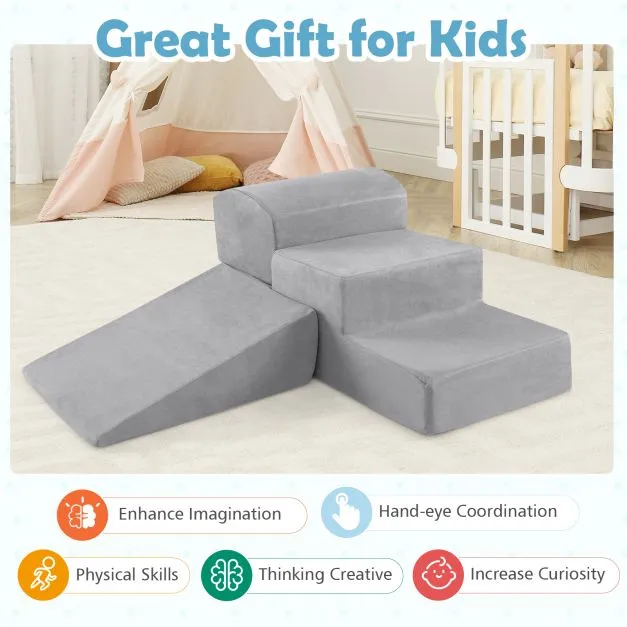 Large Soft Suede Montessori Soft Play Equipment | Ball Pool | Grey