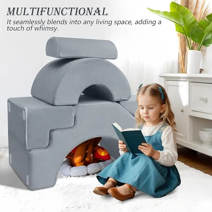 Large Super Soft Fleece Pikler Modular Soft Play Equipment | Removable & Washable | Grey