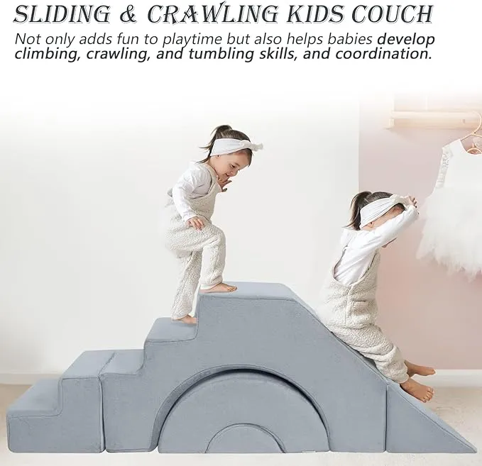 Large Super Soft Fleece Pikler Modular Soft Play Equipment | Removable & Washable | Grey