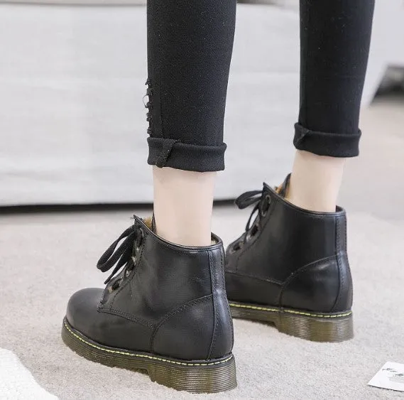 Leather Fur Boots For Small Feet AP108