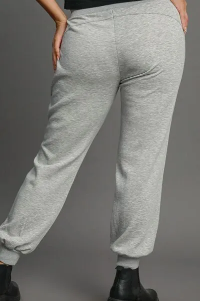 Light Gray High Rise Elastic Waist Knit Joggers with Pockets