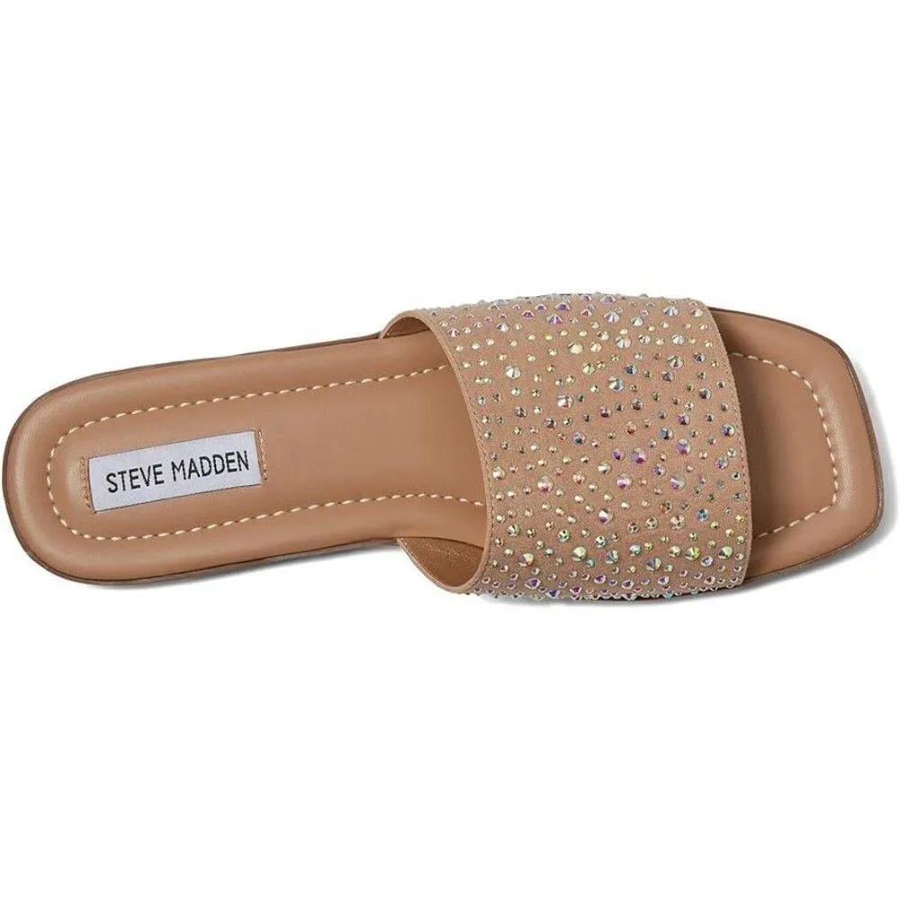 Lilu Iridescent Nude Flat Slide Sandals