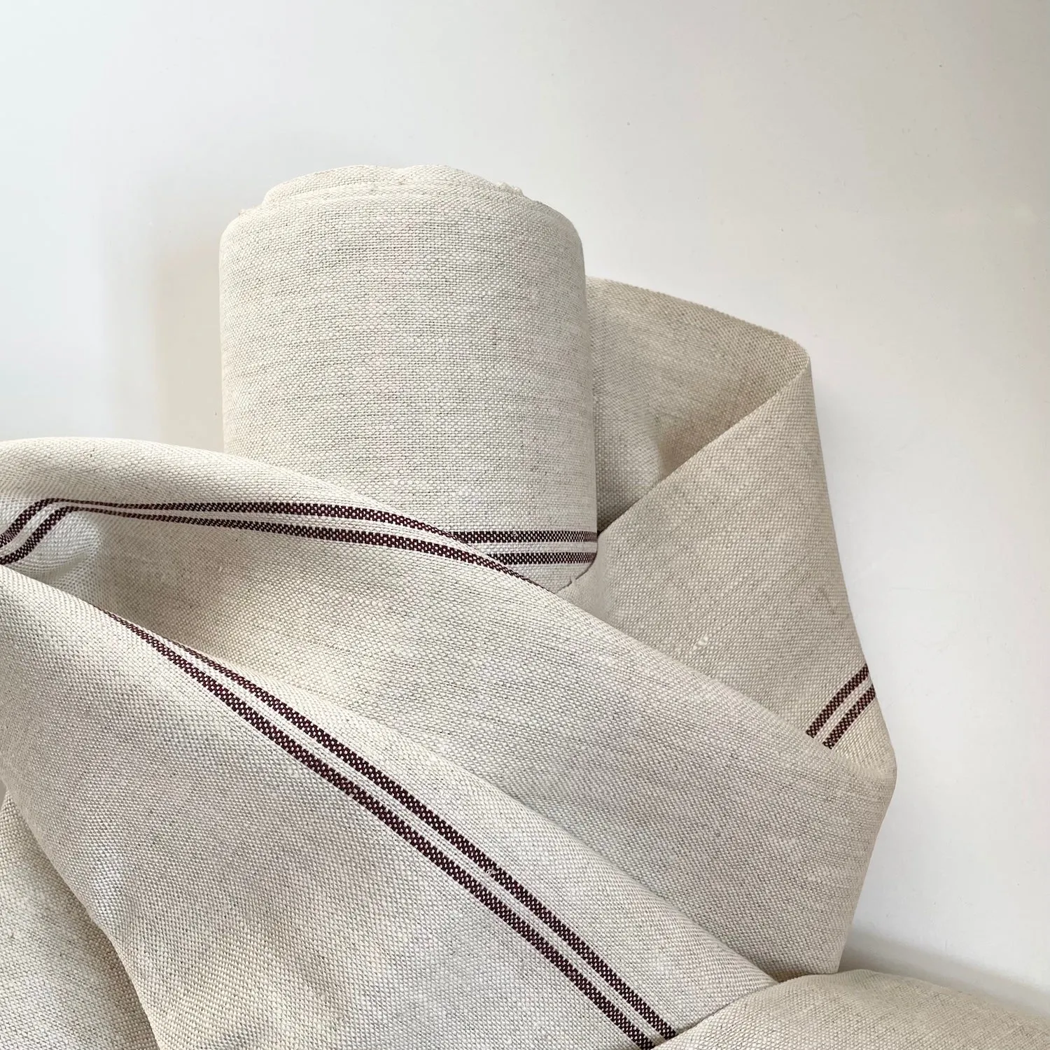 Linnet Linen Towel Cloth - Mulberry Stripes on Oyster