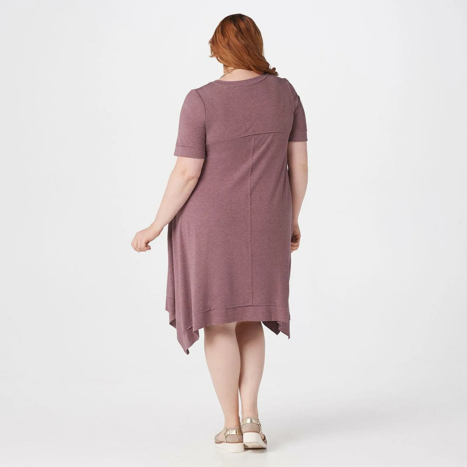 LOGO by Lori Goldstein Lounge Handkerchief Hem Jersey Dress Maple Large