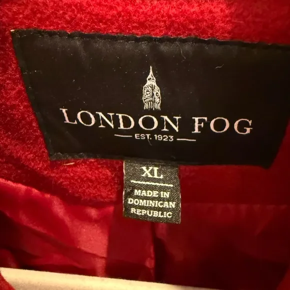 London Fog Women's Wool Blend Pea Coat Red Color Size XL