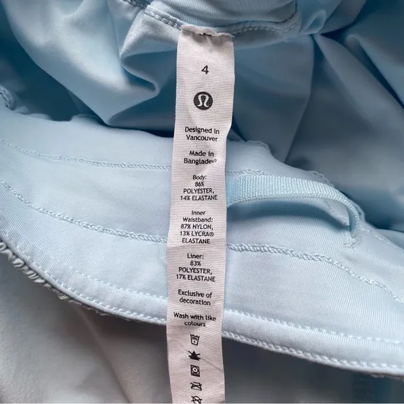 Lululemon Track That High-Rise Lined Short 5” Women’s Size 4 Powder Blue