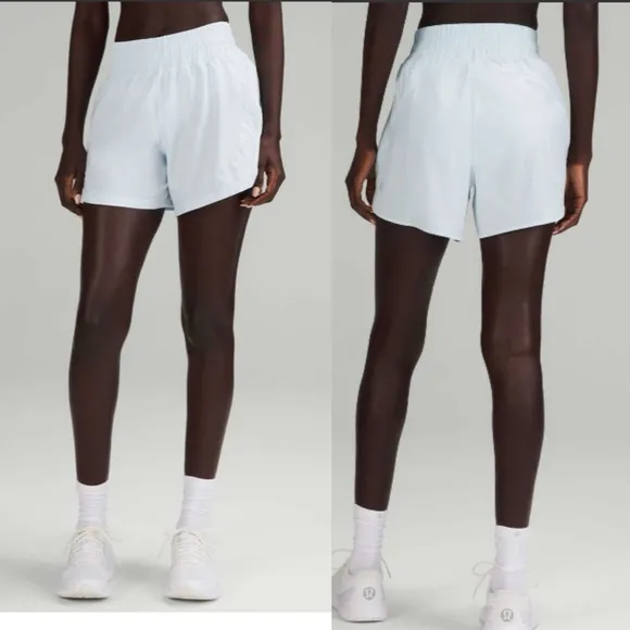 Lululemon Track That High-Rise Lined Short 5” Women’s Size 4 Powder Blue