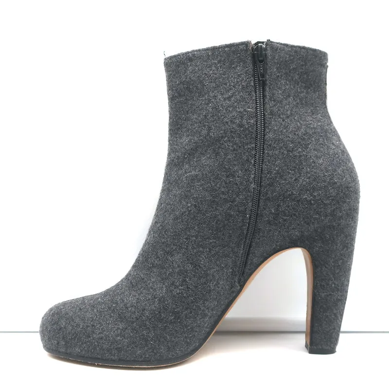 Maison Margiela Ankle Boots Gray Felt Size 41 High Heel Booties