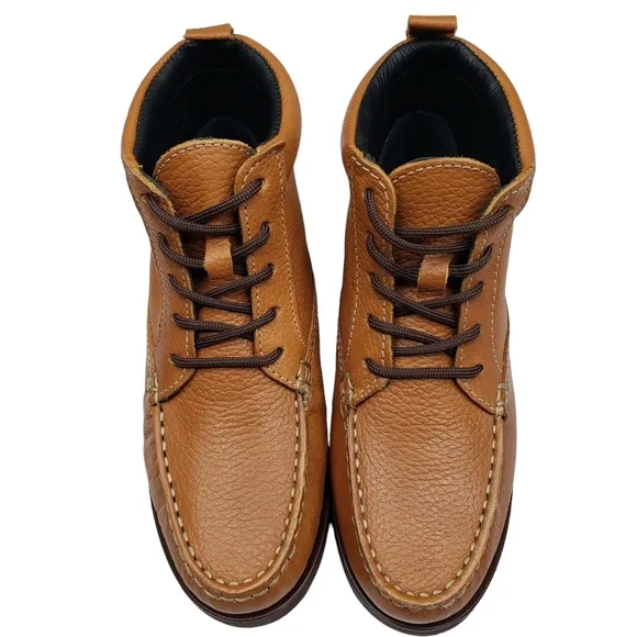 Marc Joseph | NIB Gramercy Tan Grainy Leather Preppy High Top Booties Boy's 1.5