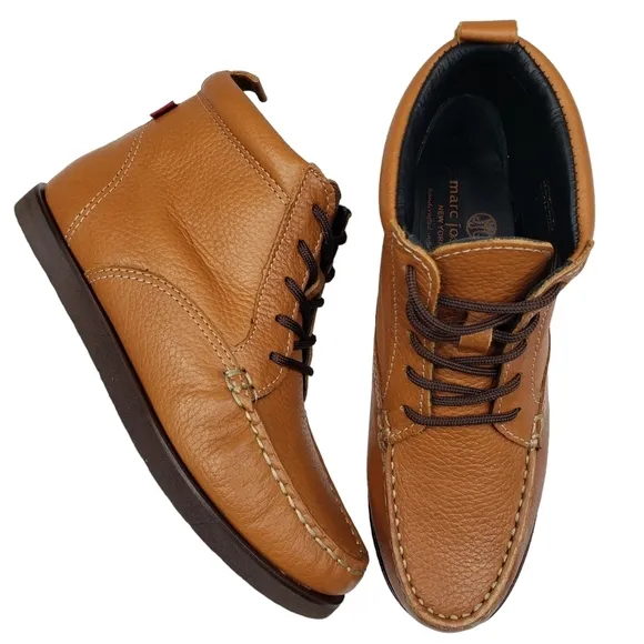 Marc Joseph | NIB Gramercy Tan Grainy Leather Preppy High Top Booties Boy's 1.5